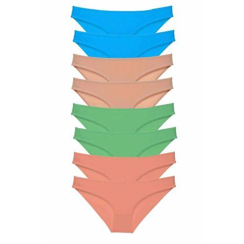 8 adet Süper Eko Set Likralı Kadın Slip Külot Ten Pudra Yeşil Mavi