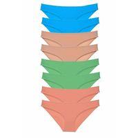 8 adet Süper Eko Set Likralı Kadın Slip Külot Ten Pudra Yeşil Mavi