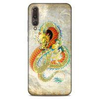 Huawei P20 Pro Kılıf Dragons (21) Koruyucu Kapak Ejderha Dövme Sarı