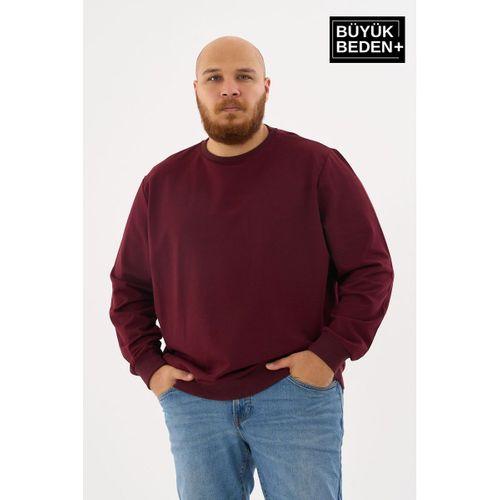 Erkek Büyük Beden Bisiklet Yaka ince Sweatshirt SPR24BSW56