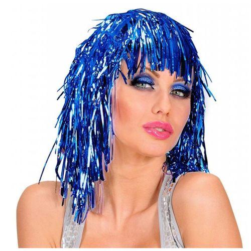 Mavi Işıltılı Metalize Parti Peruğu