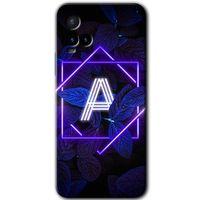 Vivo Y21s HD Baskılı Kılıf + 9D Tam Ekran Koruyucu - Dark Neon Yaprak A Harfi
