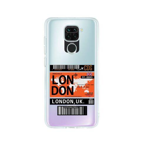 Redmi Note 9 London Bilet Tasarımlı Premium Şeffaf Silikon Kılıf