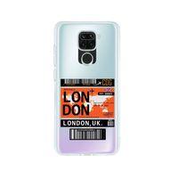 Redmi Note 9 London Bilet Tasarımlı Premium Şeffaf Silikon Kılıf