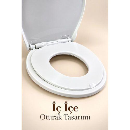 İç İçe Oturaklı Aile Tipi Beyaz Klozet Kapağı