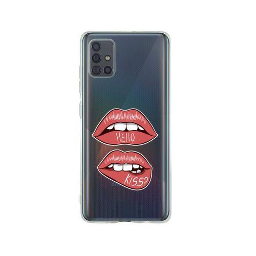 Samsung A71 Hello Kiss Desenli Premium Şeffaf Silikon Kılıf