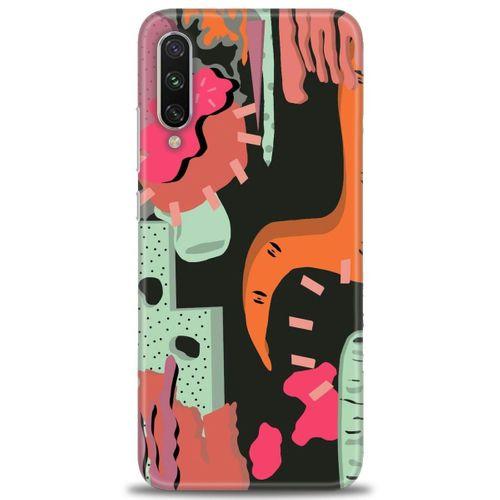 Xiaomi Mi A3 Kılıf HD Baskılı Kılıf - Turuncu Siyah + Tam Ekran Koruyucu