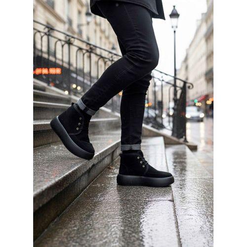 BA0550 İçi Kürklü Bağcıklı Siyah Taban Erkek Tarz Spor Bot