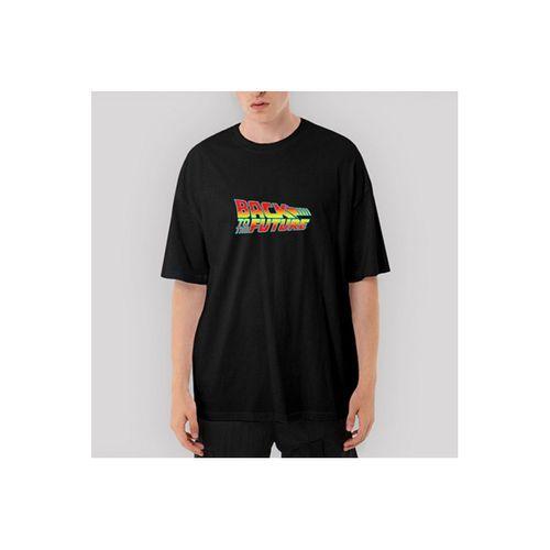 Back To The Future Gelece Dönüş Oversize Siyah Tişört
