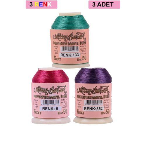 3 Adet Altınbaşak Oya ve Dantel İpi 20 gr - Royaleks - No: 006 - 352 - 133