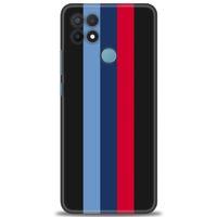 Oppo A15 Kılıf HD Baskılı Kılıf - Bordo Mavi Çubuklar + Tam Ekran Koruyucu