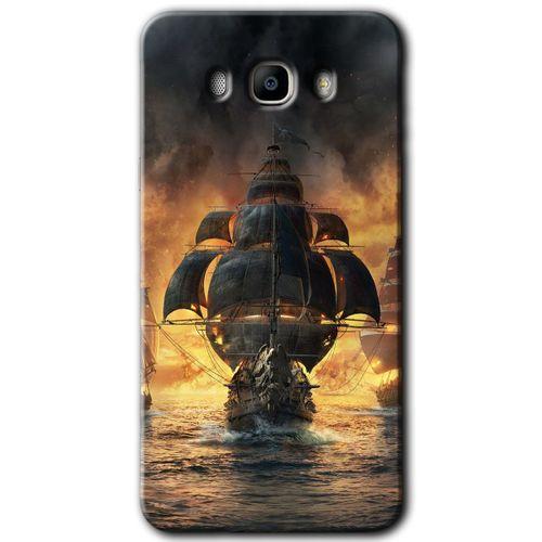 MRCİLETİSİM MRCİLETİSİM Samsung Galaxy J7 2016 Kılıf HD Desen Baskılı Arka Kapak + Temperli Cam - Siyah İnci