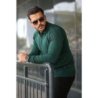 Erkek örgü Desen Fermuar Yaka Uzun Kollu Triko