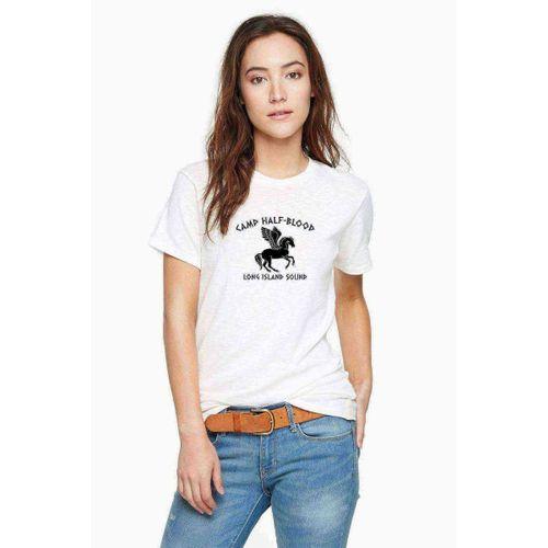 Camp Half Blood Long Island Sound Baskılı Beyaz Kadın Tshirt