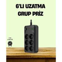2500w Güçlü 6’lı Priz Usb Ve Type-c Çıkışlı Termal Korumalı