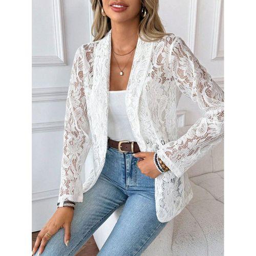 Kadın Uzun Kollu Yakalı önü Açık Dantelli Ceket