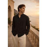 Bien Pamuk Keten Erkek Gömlek - Siyah