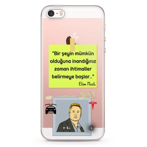 Apple iPhone SE Kılıf Caps-Elon Musk Arka Kapak Koruma Desenli Full Koruyucu