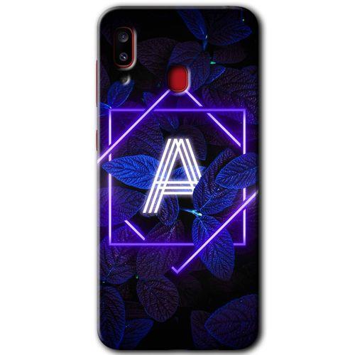 Samsung Galaxy A30 HD Baskılı Kılıf + 9D Tam Ekran Koruyucu - Dark Neon Yaprak A Harfi