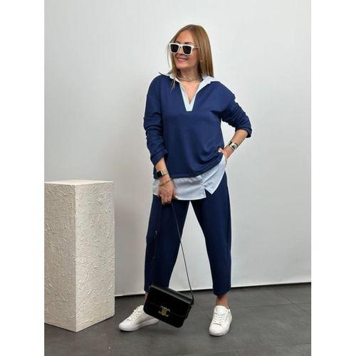 Polo Yaka Gömlekl Detay Salaş Balon Pantolunlu ıkılı Takım