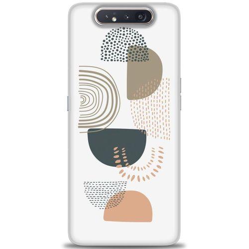 Samsung Galaxy A80 Kılıf HD Baskılı Kılıf - Turuncu Yarım Daire + Tam Ekran Koruyucu