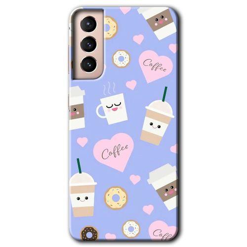 Samsung Galaxy S21 HD Baskılı Kılıf + 9D Tam Ekran Koruyucu - Coffee Cake