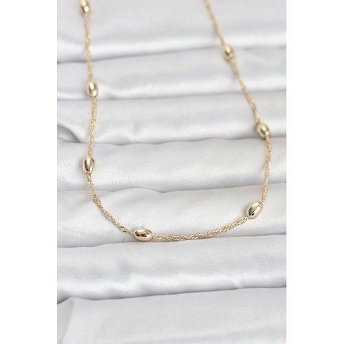 CM 14K Gold Renk Topçuklu Burgu Zincir Model 60 cm Kadın Kolye