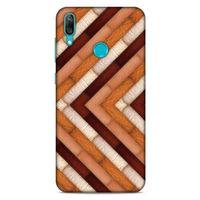 Huawei Y7 Prime 2019 Kılıf Patchwork (40) Fit Silikon Kılıf Kahverengi Beyaz