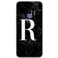 Potkal Hediye Fabrikası Samsung Galaxy S9 HD Baskılı Kılıf + 9D Tam Ekran Koruyucu - Siyah Mermer Desenli R Harfi