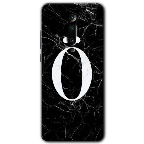 Potkal Hediye Fabrikası Xiaomi Mi 9T Kılıf HD Desen Baskılı Arka Kapak - Siyah Mermer Desenli Ö Harfi