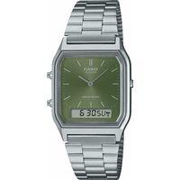 Casio Retro AQ-230A-3AMQYDF Quartz Çelik Gri Yeşil Kadran 30 mm Erkek Kol Saati