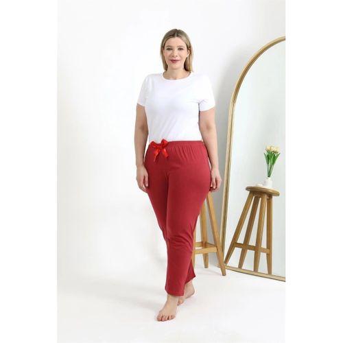Kadın Büyük Beden Mercan Pamuklu Rahat Kalıp Ev Giyim Pijama Altı