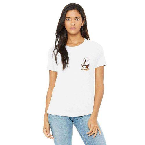 Watercolor Coffee Cup Kadın Beyaz Tshirt