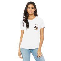 Watercolor Coffee Cup Kadın Beyaz Tshirt