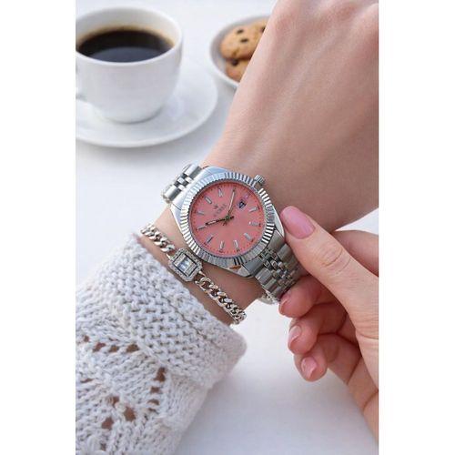 Wesse Elite Çelik Kordon Kararmaz Renk Atmaz Bayan Kol Saati 30Mt Suya Dayanıklı+Bileklik WWL1115.13