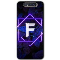 MRCİLETİSİM MRCİLETİSİM Samsung Galaxy A80 Kılıf HD Desen Baskılı Arka Kapak + Temperli Cam - Dark Neon Yaprak F Harfi