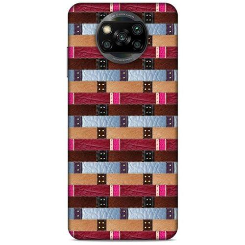 Xiaomi Redmi Poco X3 Kılıf Patchwork (45) Liquid Air Kılıf Bordo Gri