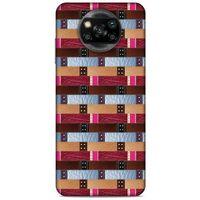 Xiaomi Redmi Poco X3 Kılıf Patchwork (45) Liquid Air Kılıf Bordo Gri