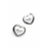 İnci Kalp Küpe - Gümüş