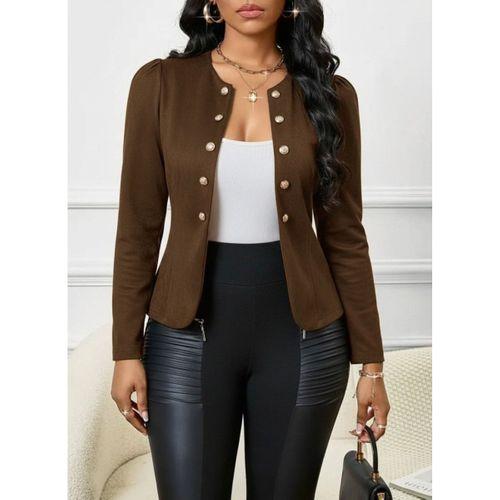 Kadın Uzun Kollu önü Açık Düğmeli Kısa Süet Ceket