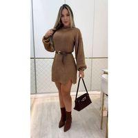 Kadın Uzun Kollu Yuvarlak Yakalı Kısa Triko Elbise