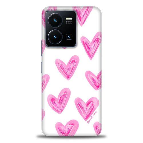 Xiaomi Redmi Note 12 5G Kılıf HD Baskılı Kılıf - Pembe Kalpler + Tam Ekran Koruyucu