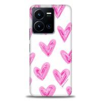 Xiaomi Redmi Note 12 5G Kılıf HD Baskılı Kılıf - Pembe Kalpler + Tam Ekran Koruyucu