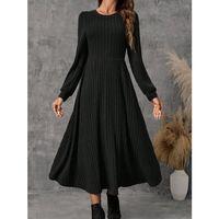 Kadın Uzun Kollu Yuvarlak Yakalı Kiloş Uzun şardonlu Kaşkorse Elbise