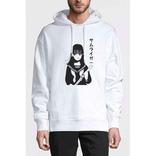 Wascbn Baskılı Beyaz Erkek Kapşonlu Sweatshirt