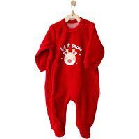Andywawa Andywawa AC25332 Happy Newyear Kadife Bebek Tulum Red