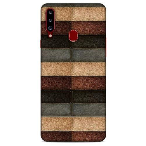 Samsung Galaxy A20s Kılıf Patchwork (20) Koruyucu Kılıf Bej Siyah