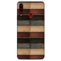 Samsung Galaxy A20s Kılıf Patchwork (20) Koruyucu Kılıf Bej Siyah