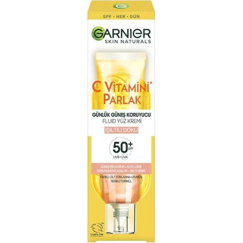 Garnier C Vitamini Parlak Günlük Güneş Koruyucu Fluid Yüz Kremi Işıltılı Doku SPF50+ 40 ml