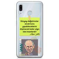 Samsung Galaxy A20 Kılıf Caps Steve Jobs Arka Kapak Koruma Desenli Full Koruyucu